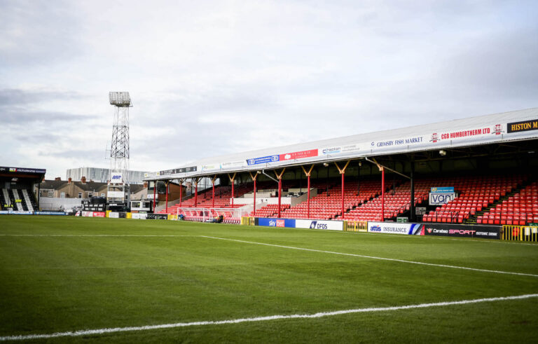 Blundell Park view of the pitch and stand