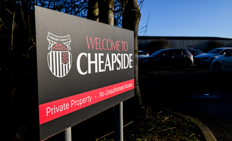Photograph of the entry way sign for Cheapside, Grimsby Towns Training Ground